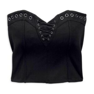 Women's Metallic Embroidered Cross Logo Bustier