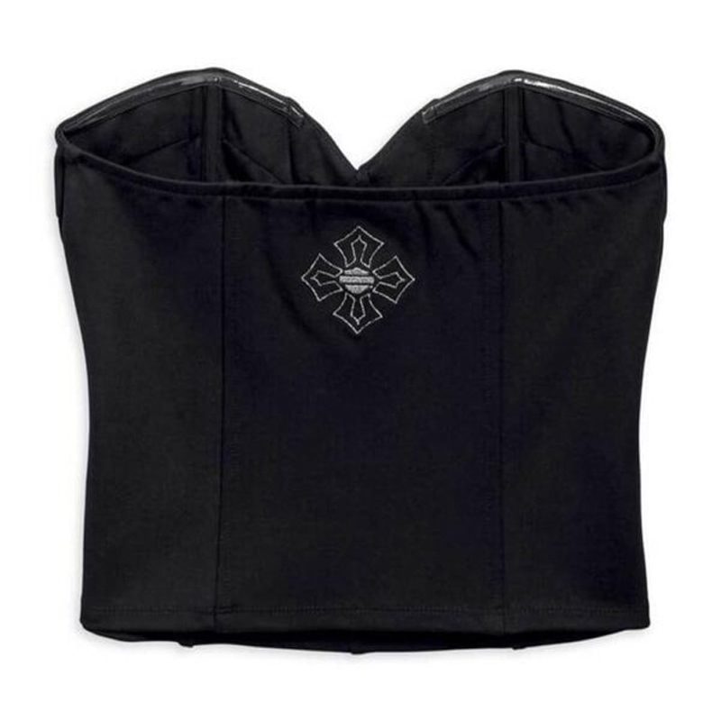 Women's Metallic Embroidered Cross Logo Bustier