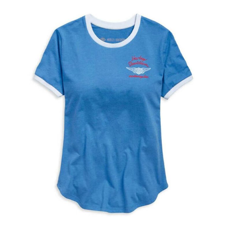 Harley-Davidson® Women's Do It Better Ringer Short Sleeve Tee - Blue Harley-Davidson® Women's Do It Better Ringer Short Sleeve Tee - Blue