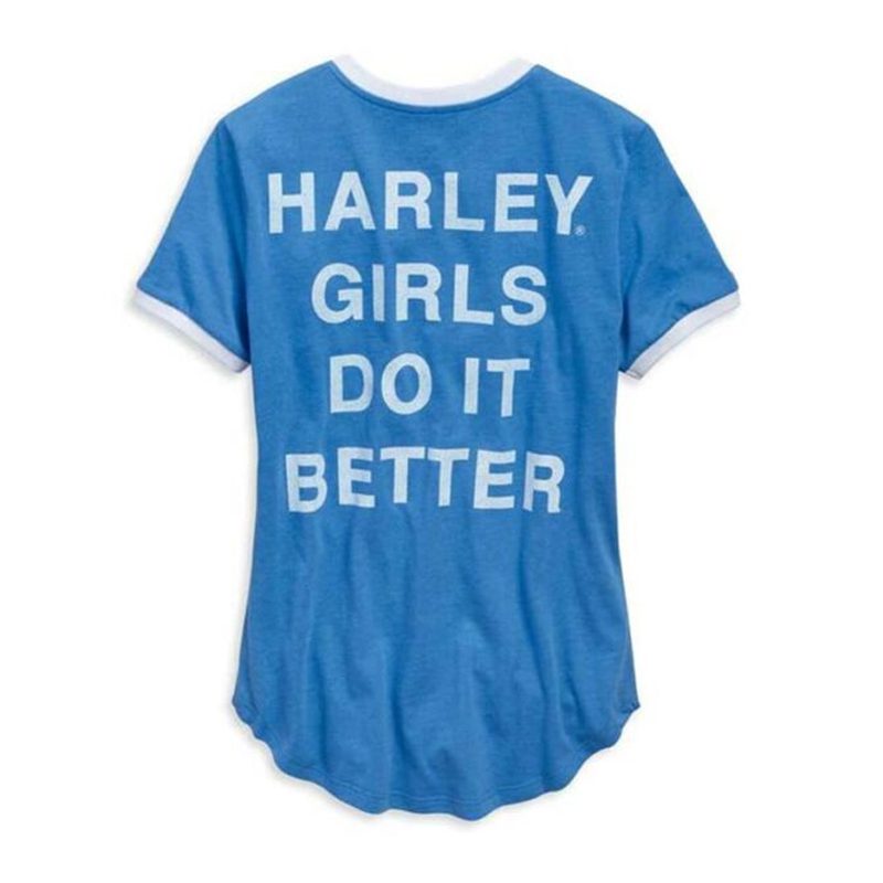 Harley-Davidson® Women's Do It Better Ringer Short Sleeve Tee - Blue