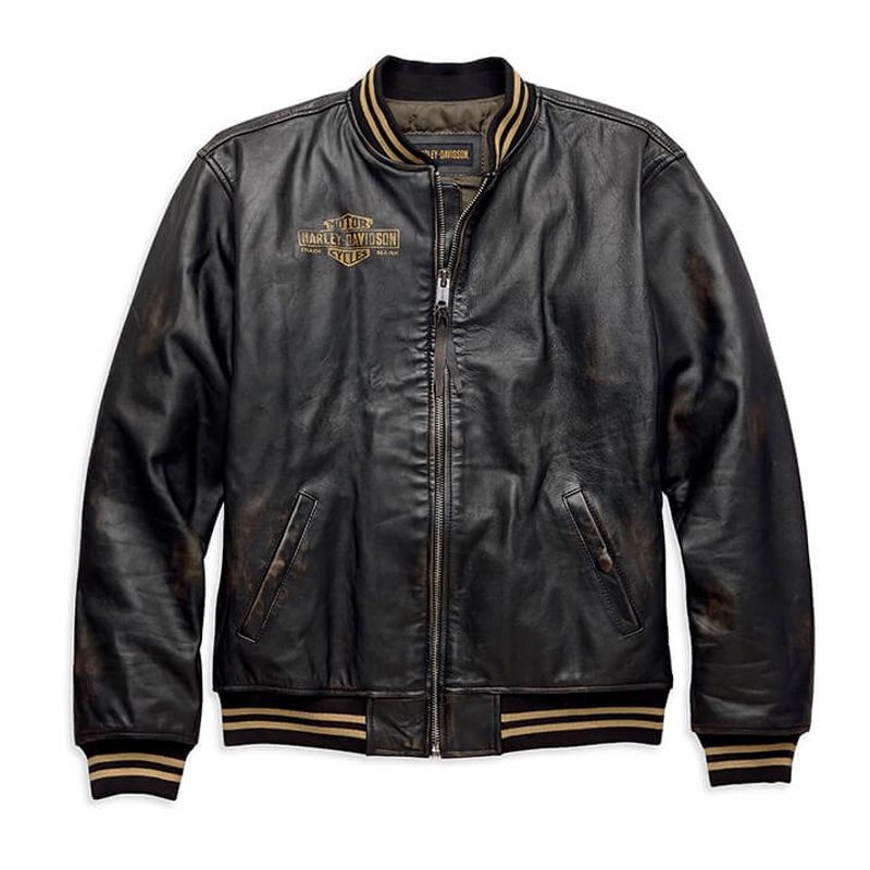 Harley-Davidson® Men’s Leander Slim Fit Leather Bomber Jacket Harley-Davidson® Men’s Leander Slim Fit Leather Bomber Jacket