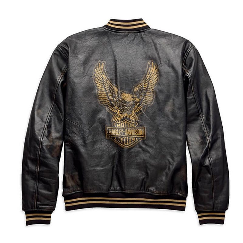Harley-Davidson® Men’s Leander Slim Fit Leather Bomber Jacket