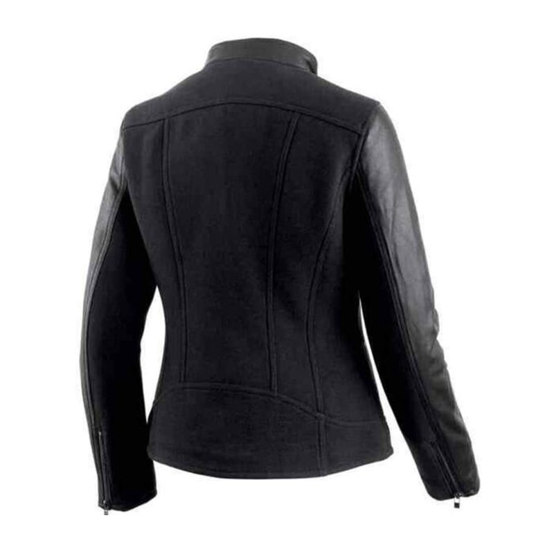 Women’s Wool Blend Leather Accent Casual Jacket