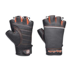 Women's Cora Leather/Mesh Fingerless Gloves, Black