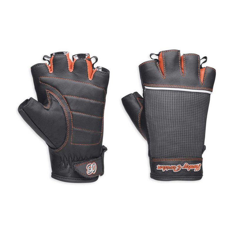 Women's Cora Leather/Mesh Fingerless Gloves, Black