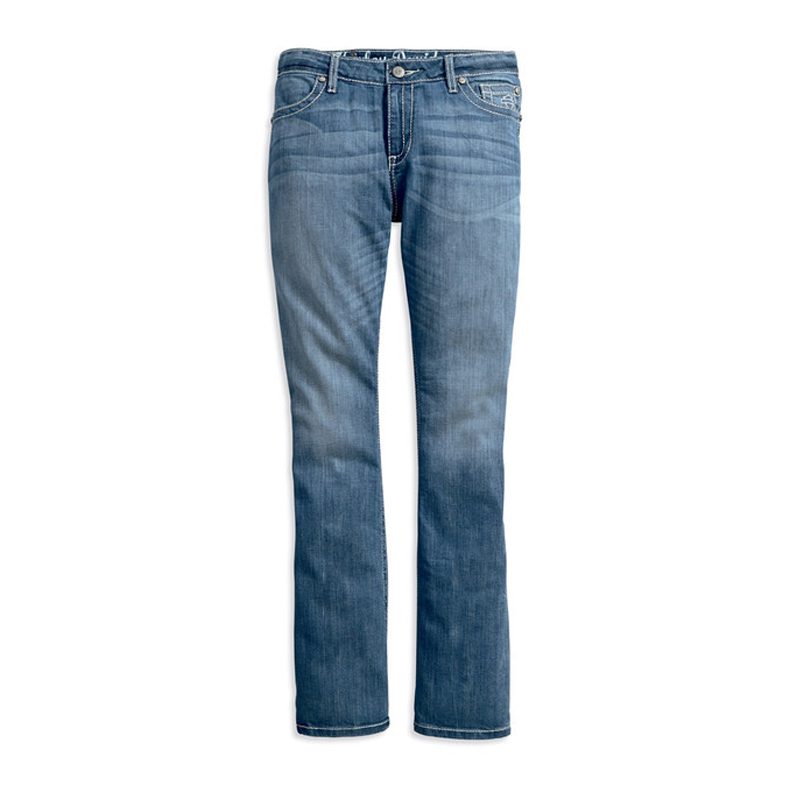 Harley-Davidson® Women's Curvy Boot Cut Embellished Mid-Rise Jeans Harley-Davidson® Women's Curvy Boot Cut Embellished Mid-Rise Jeans