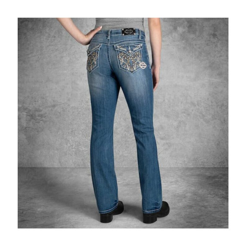 Harley-Davidson® Women's Curvy Boot Cut Embellished Mid-Rise Jeans