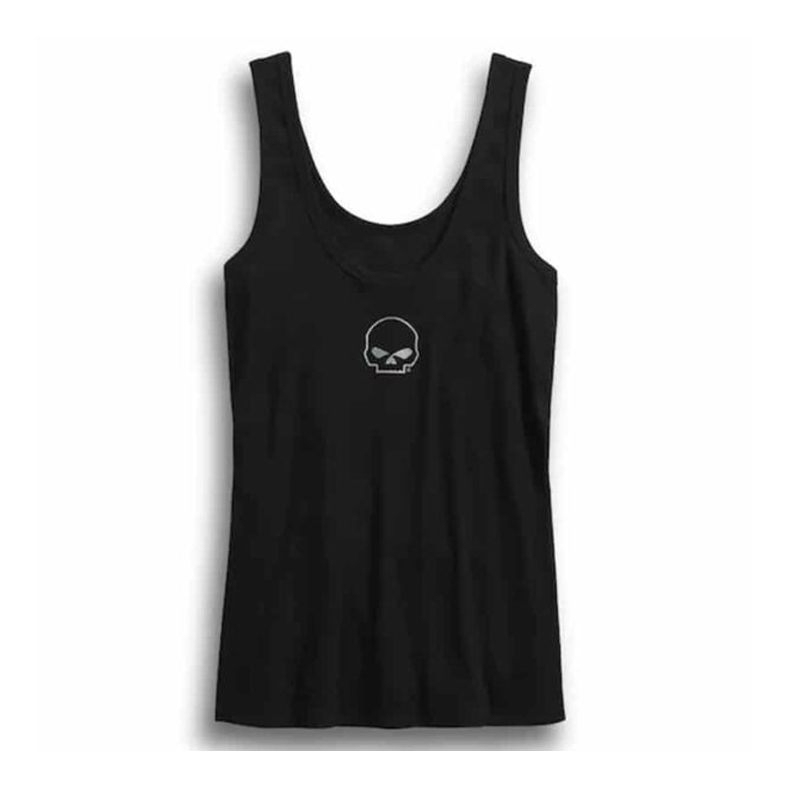 Women's Foil Print Skull Tank