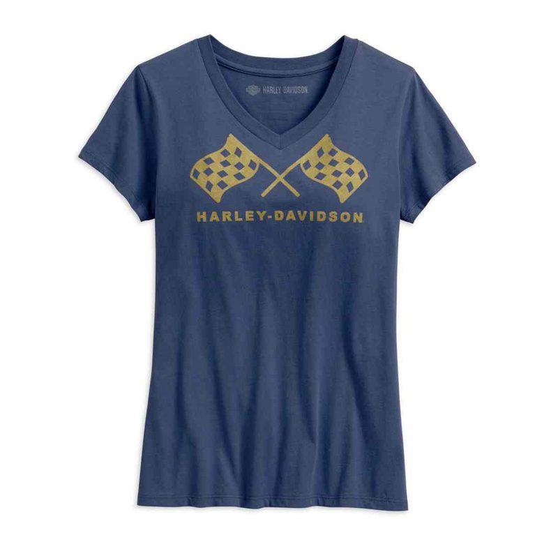 Women's Retro Race Flag V-Neck Tee