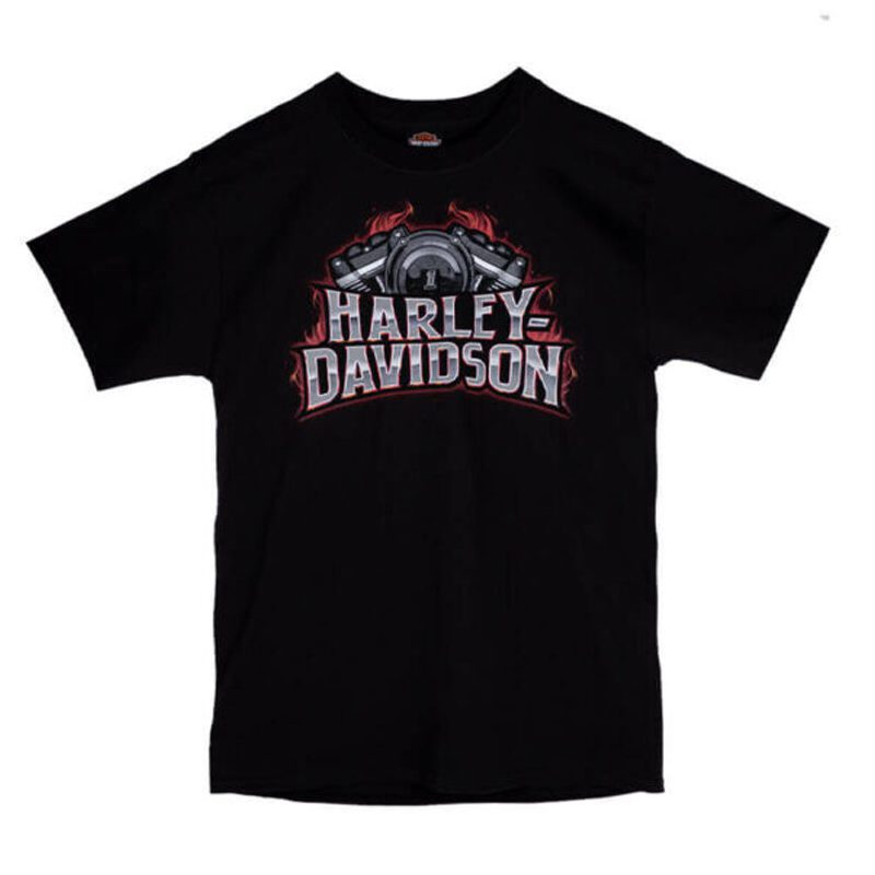 Men’s Crew Neck T-Shirt – Flame Steel Print