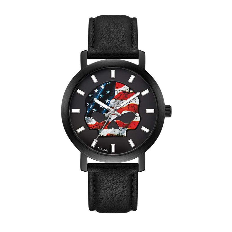 Men's American Flag Willie G Skull Watch w/ Leather Strap Men's American Flag Willie G Skull Watch w/ Leather Strap