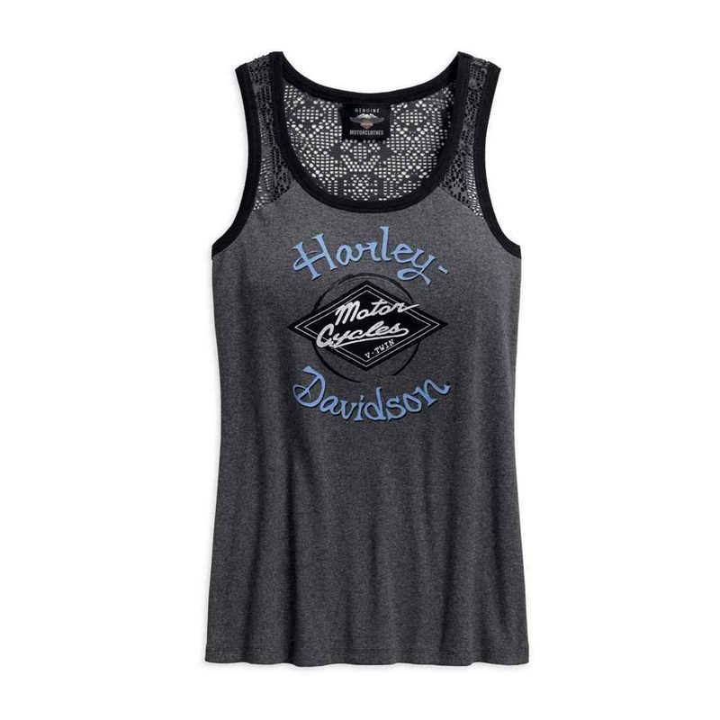 Harley-Davidson® Women's Mesh Lace Accent Sleeveless Tank Top