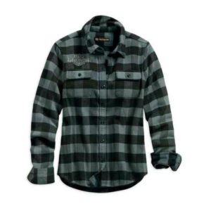 Women’s Winged Logo Patch Plaid Long Sleeve Shirt