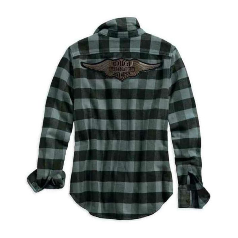 Women’s Winged Logo Patch Plaid Long Sleeve Shirt