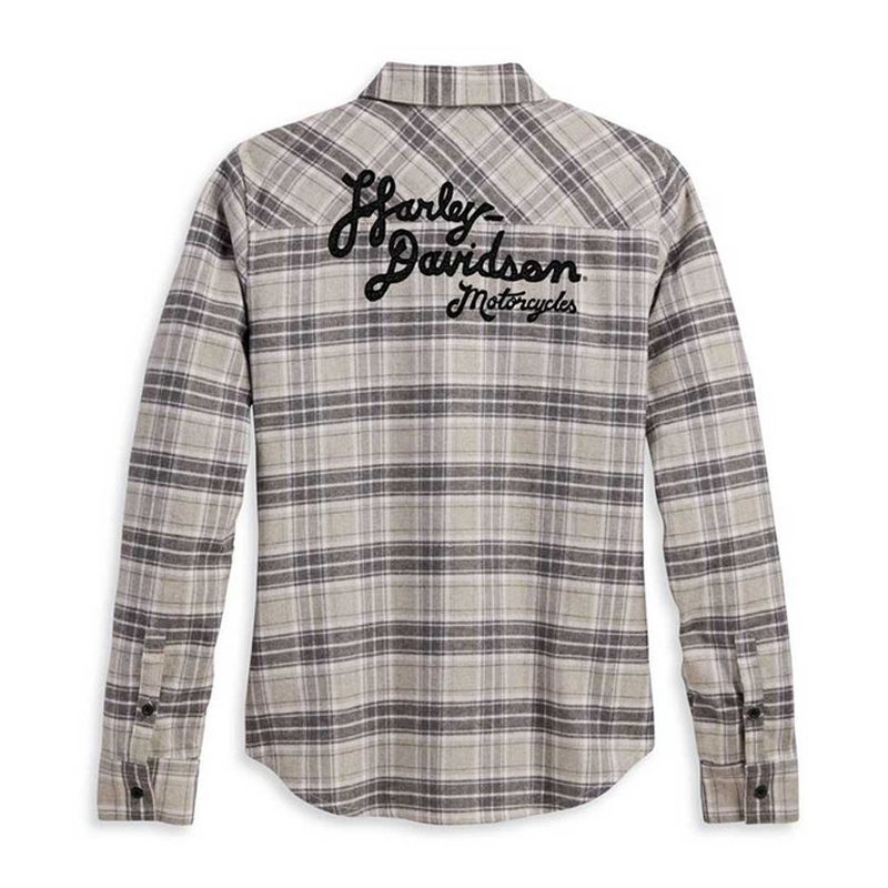 Women's Retro Script Font Flannel Shirt - YD Plaid