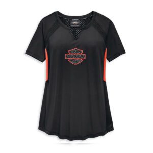 Women’s performance mesh henley short sleeve shirt