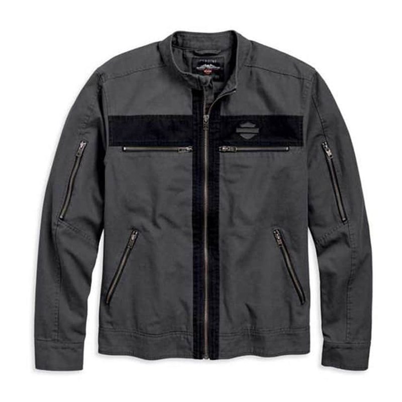 Men’s Exposed Zippered Canvas Casual Jacket Men’s Exposed Zippered Canvas Casual Jacket