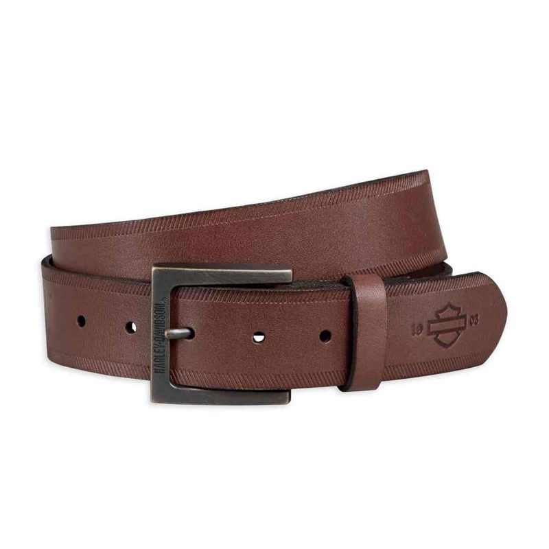 Harley-Davidson® Men's Debossed Cowhide Leather Belt
