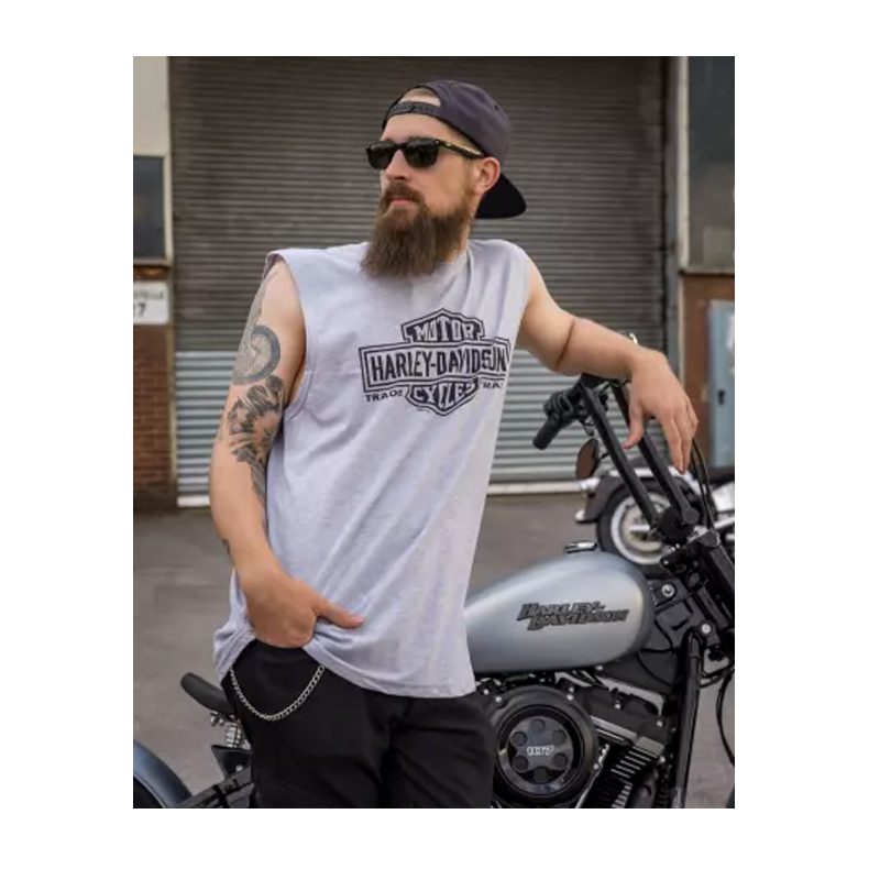 Muscle Shirt Long Logo 1 grau