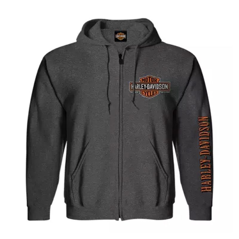 Men´s Zip Hoodie Mini Long Logo grey