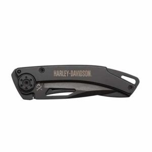 TecX Dinero H-D Script Pocket Knife Stainless Handle Black 52080