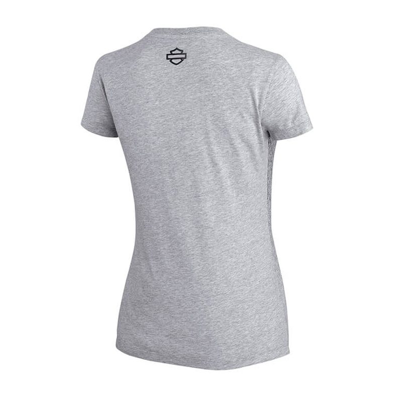 Women’s Metallic Print Front Tee – Grey