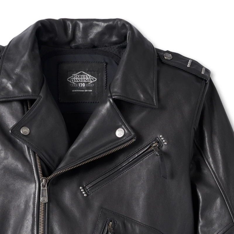Men's 120th Anniversary Cycle Champ Leather Biker Jacket