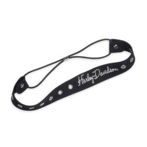 Women’s Metallic H-D Eyelet Elastic Headband, Black
