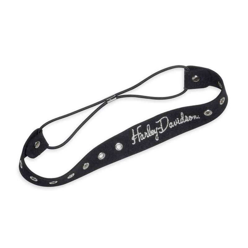 Women’s Metallic H-D Eyelet Elastic Headband, Black Women’s Metallic H-D Eyelet Elastic Headband, Black