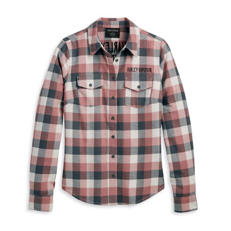 Women's Retro Winged Flannel Shirt - YD Plaid - Ash Rose Women's Retro Winged Flannel Shirt - YD Plaid - Ash Rose