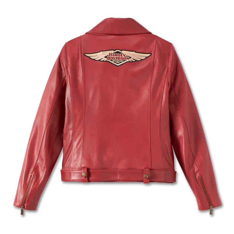 Women’s 120th Anniversary D-Pocket Biker Leather Jacket – Merlot