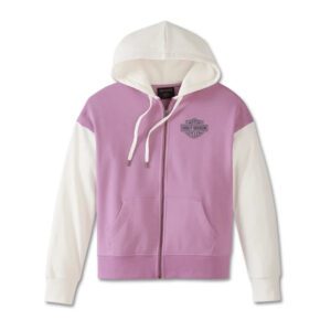 Women's Special Racer Front Zip Front Hoodie - Colorblocked - Lavender Herb