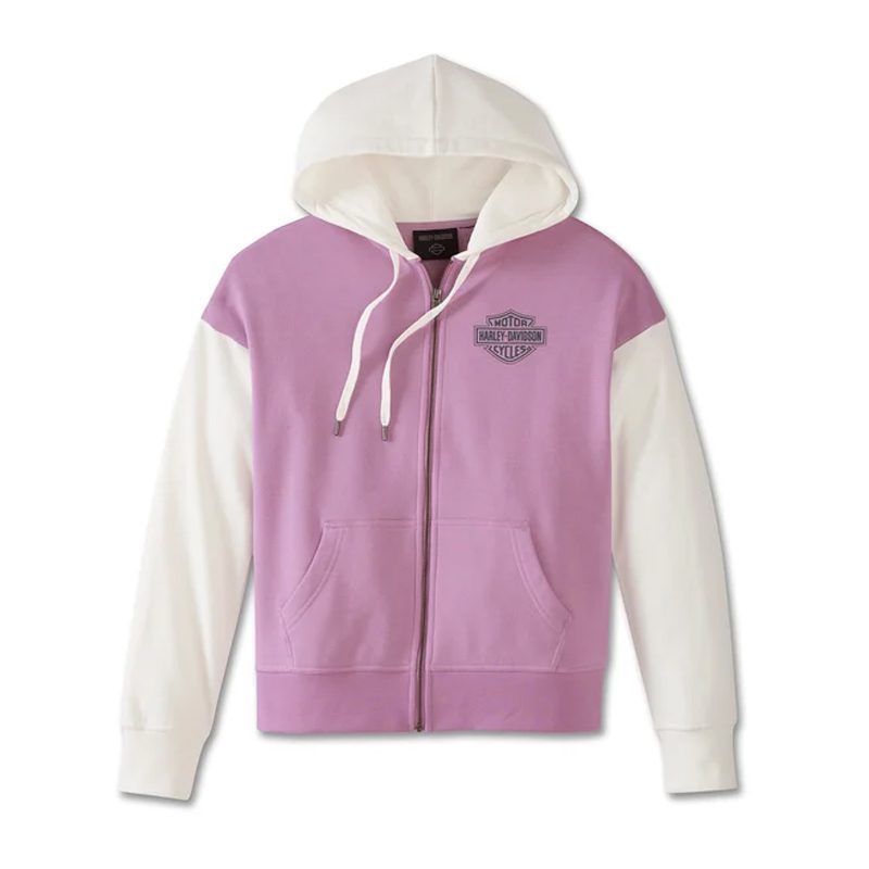 Women's Special Racer Front Zip Front Hoodie - Colorblocked - Lavender Herb