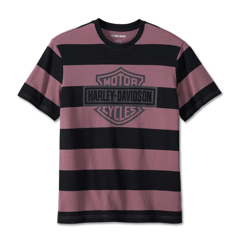 Men's Bar & Shield Striped Tee - Grape Shake Stripe