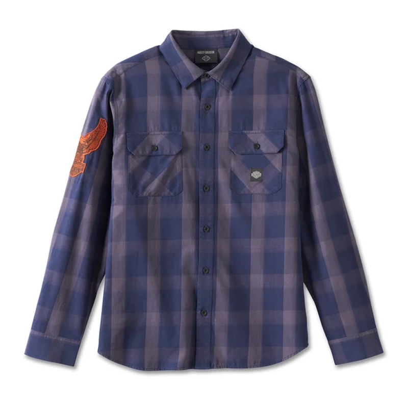 Men's Motorbreath Long Sleeve Shirt - Blue Plaid