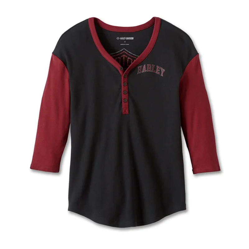 Women's Pride Contrast Henley - Colorblocked - Black Beauty