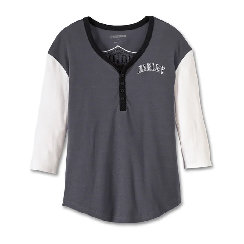 Women's Pride Contrast Henley - Colorblocked - Blackened Pearl