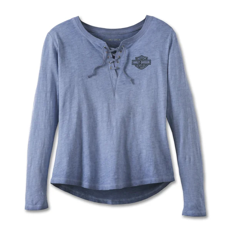 Women's Throttle Lace-Up Knit Top - Colony Blue