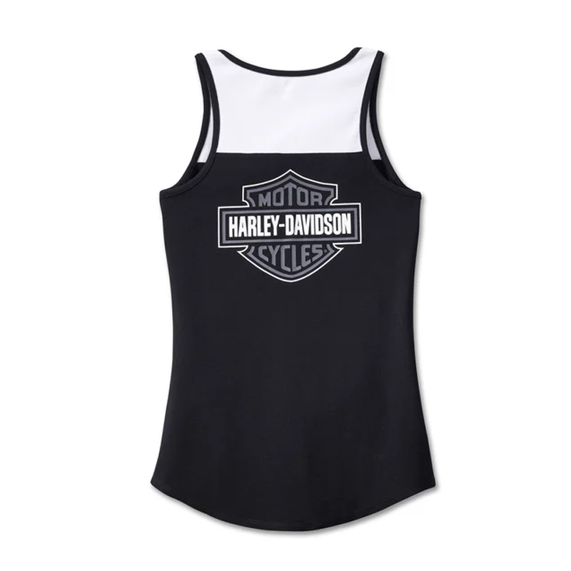 Women's Star Spangled Banner Henley Tank - Colorblocked - Black Beauty