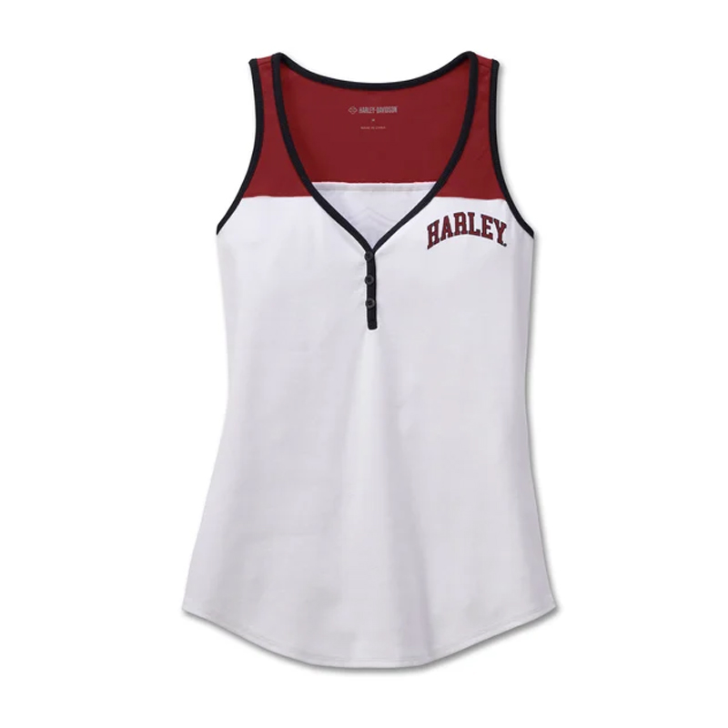 Women's Star Spangled Banner Henley Tank - Colorblocked - Bright White
