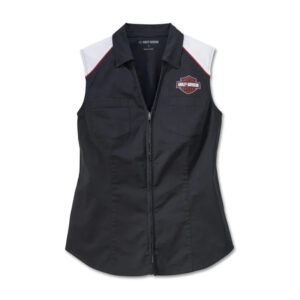 Women's Liberty Sleeveless Zip Front Shirt - Colorblocked - Black Beauty