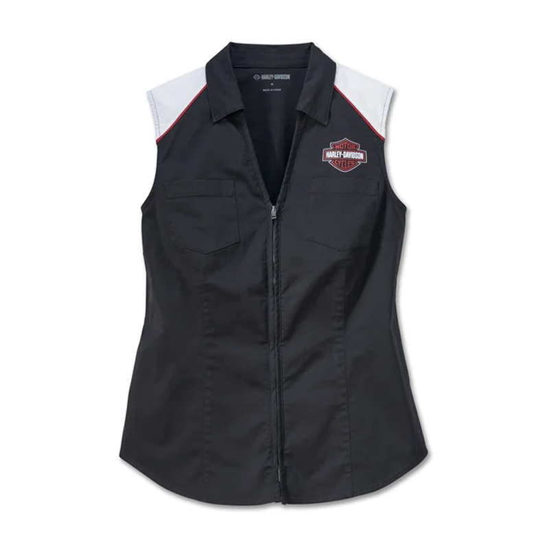 Women's Liberty Sleeveless Zip Front Shirt - Colorblocked - Black Beauty