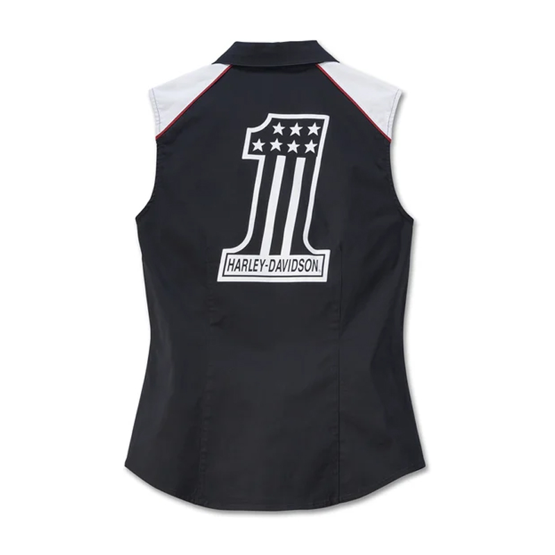 Women's Liberty Sleeveless Zip Front Shirt - Colorblocked - Black Beauty