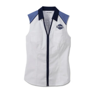 Women's Liberty Sleeveless Zip Front Shirt - Colorblocked - Bright White