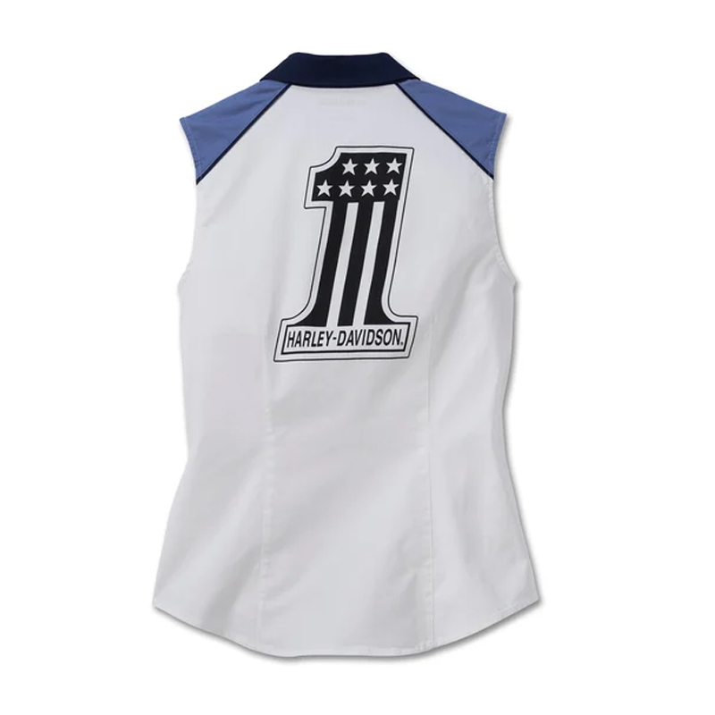 Women's Liberty Sleeveless Zip Front Shirt - Colorblocked - Bright White