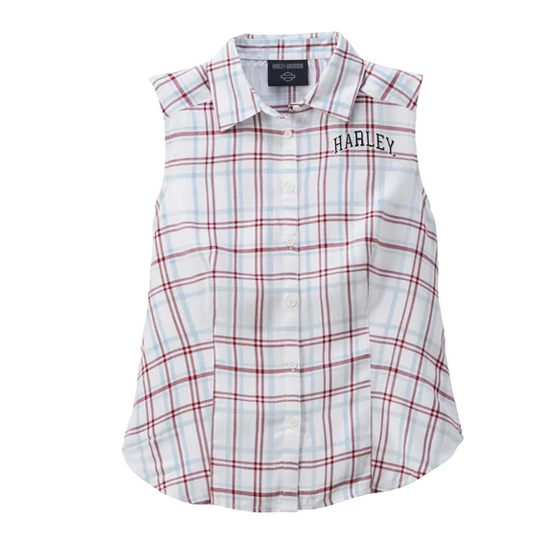 Women's Faith Sleeveless Plaid Shirt - YD Plaid - Bright White