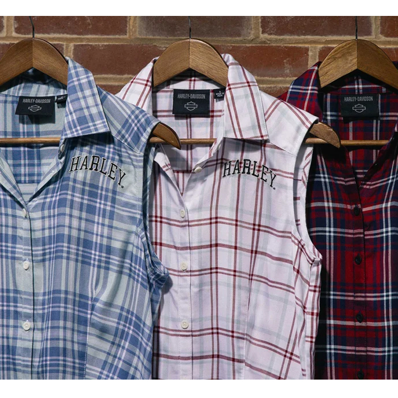 Women's Faith Sleeveless Plaid Shirt - YD Plaid - Bright White