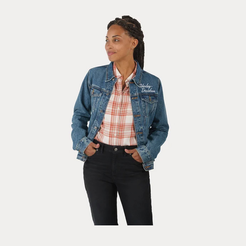 Women's Essential Bar & Shield Denim Jacket - Medium Indigo
