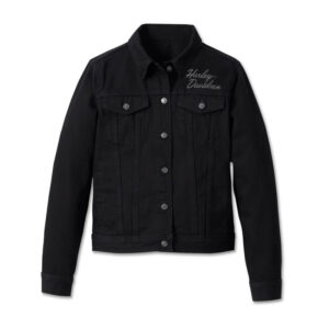 Women's Essential Bar & Shield Denim Jacket - Black Denim