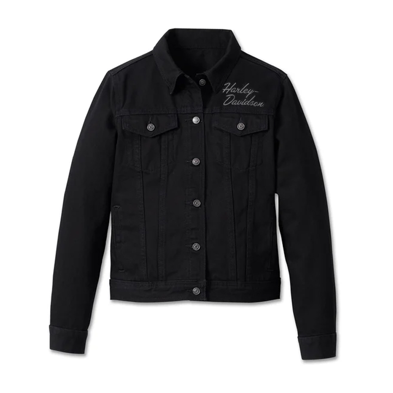 Women's Essential Bar & Shield Denim Jacket - Black Denim